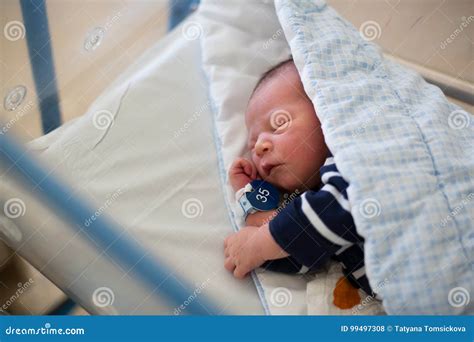 Newborn Baby Laying In Crib In Prenatal Hospital Stock Photo Image Of