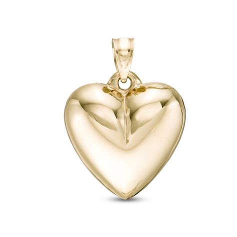 Puffed Heart Necklace Charm In 10k Gold Piercing Pagoda