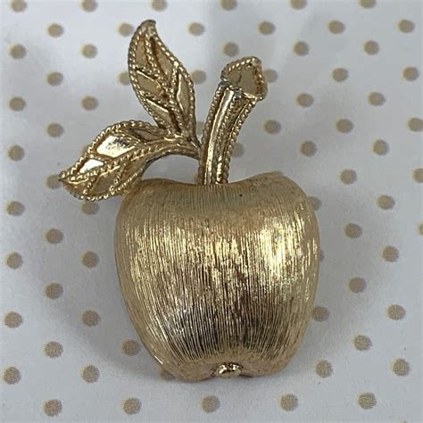 Avon Gilded Apple Pin Bushed Gold Tone Small Size High Etsy