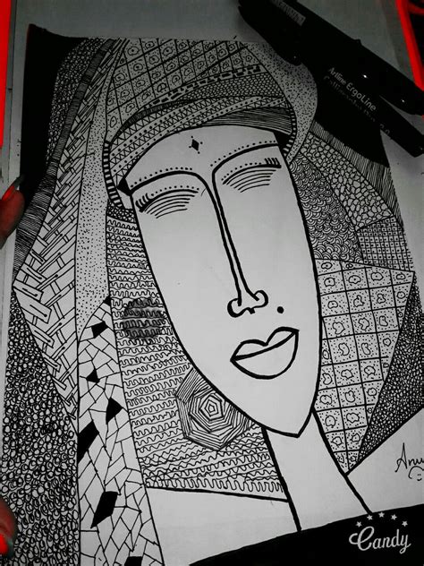 Doodle Time Sketching Africanlady Blacknwhite Designer Zentangle