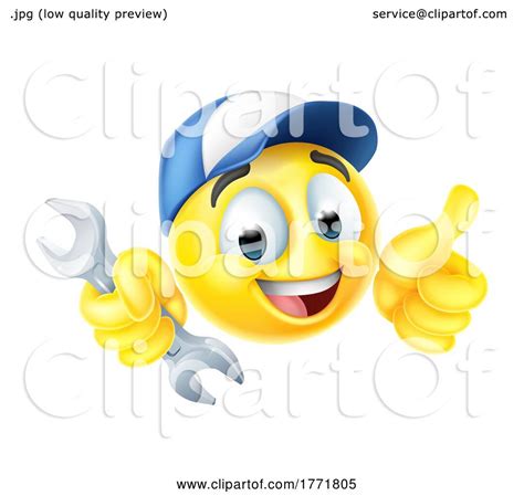 Mechanic Or Plumber Spanner Emoticon Emoji Icon By Atstockillustration