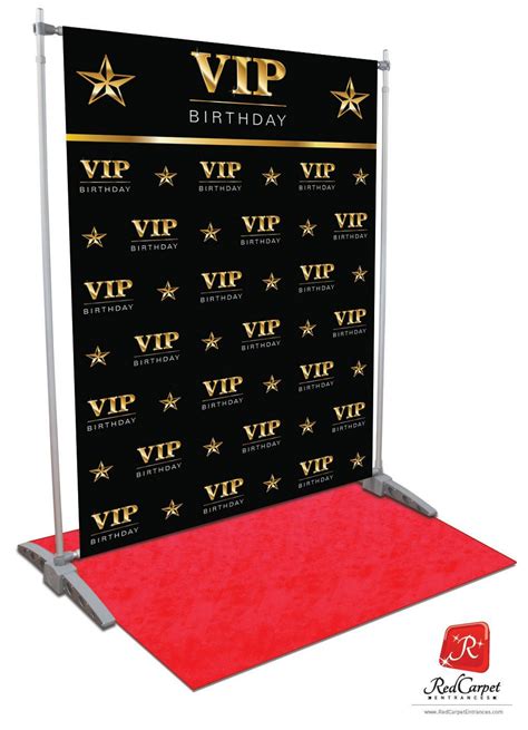 Vip Birthday Backdrop Black 5x8 — Red Carpet Runner And Red Carpet