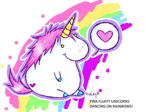 Pink Fluffy Unicorns Dancing On Rainbows Fat Unicorn Happy Unicorn