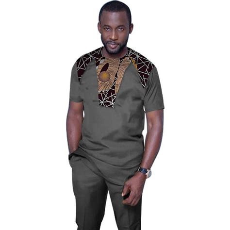 2019 African Fashion Print Tops Men Short Sleeve T Shirt White Cloth