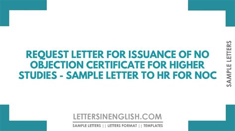Request Letter For Issuance Of No Objection Certificate For Higher
