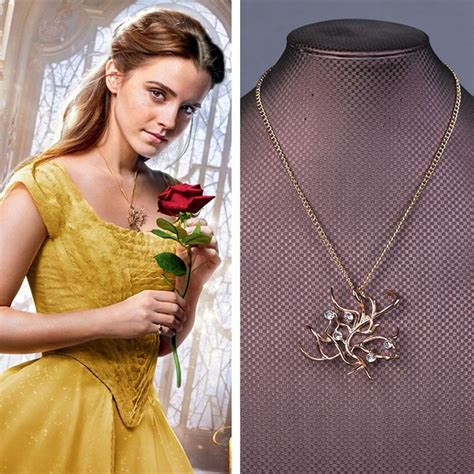 2017 Beauty And The Beast Bell Princess Rose Tree Necklace Pendant T