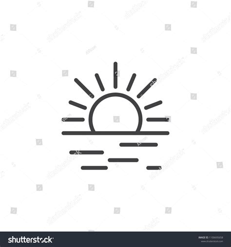 Sunset Outline Icon Linear Style Sign Stock Vector Royalty Free