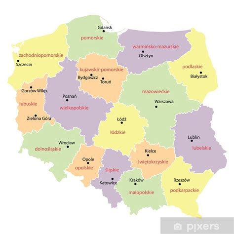 Fototapeta Mapa Polski z województw • Pixers® - Żyjemy by zmieniać