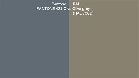 Pantone 431 C Vs Ral Olive Grey Ral 7002 Side By Side Comparison