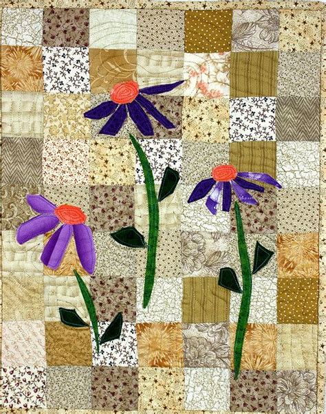 Purple Coneflowers Art Quilt Flower Quilts Art Quilts Quilts