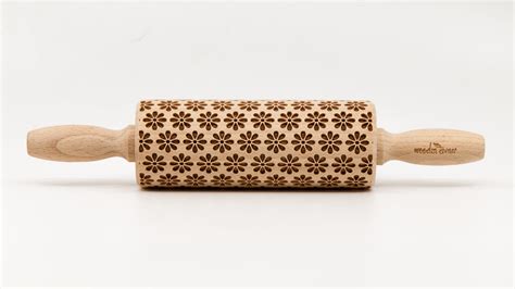 No R018 Spring Full Of Flowers Embossing Rolling Pin Engraved Rolling