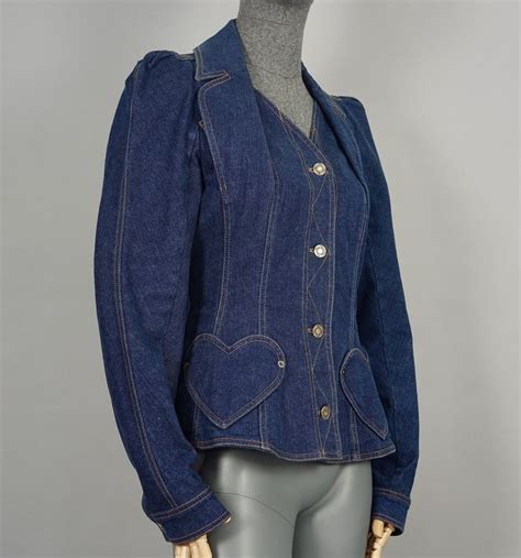 Vintage Christian Dior Boutique Embroidered Heart Pocket Denim Jacket