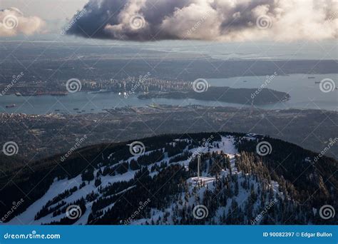 Grouse Mountain Ski Resort Aerial Stock Image Image Of Beautiful
