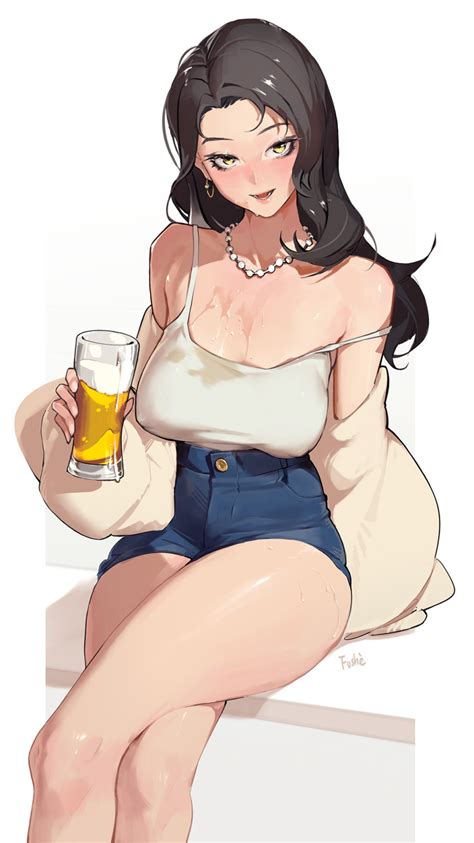 Rule 34 1girls 2023 Alcohol Artist Name Bare Legs Bare Shoulders Beer Black Hair Blush Breasts