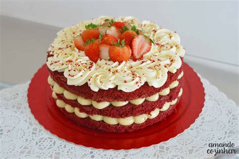 Naked Cake Red Velvet Com Morangos Para Festas Amando Cozinhar