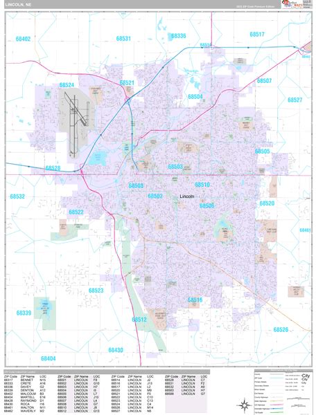 Lincoln Nebraska Wall Map Premium Style By Marketmaps Mapsales