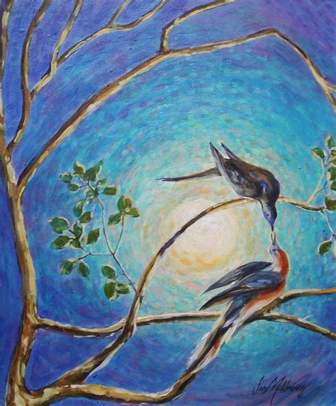 Doves In A Live Oak Tree Painting By Jan Mecklenburg