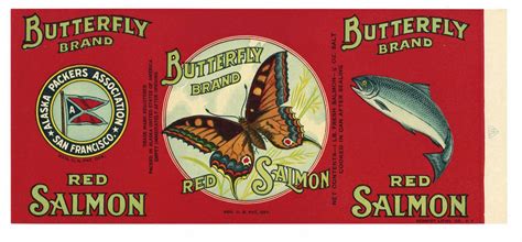 Butterfly Brand Vintage Alaska Packers Salmon Can Label Thelabelman