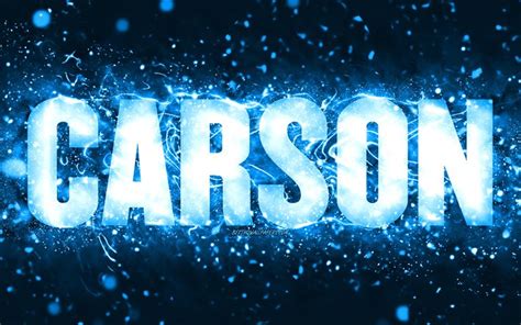 Download Wallpapers Happy Birthday Carson 4k Blue Neon Lights Carson