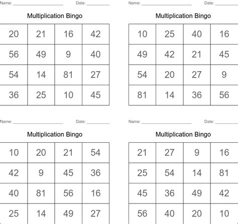 Multiplication Bingo Printable Pdf Printable World Holiday