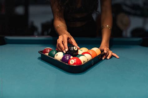 Girl Playing Pool In A Bar By Mosuno Billiard Cue Ball