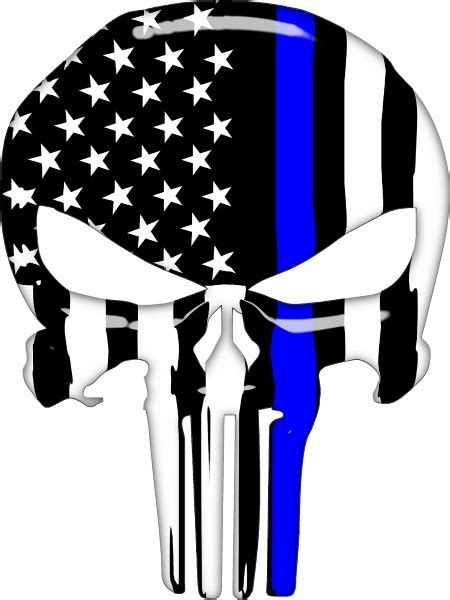 Thin Blue Line American Flag Punisher Decal Sticker 150
