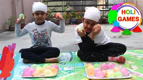 Playing Holi Games With Water Ballons Kids Playing Holi Games
