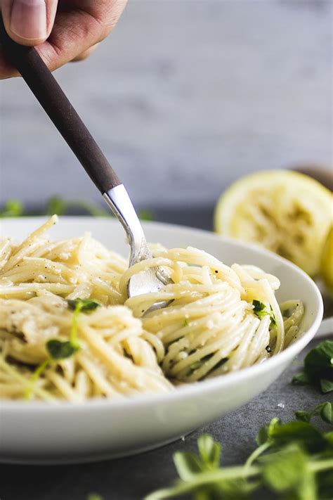 Simple Lemon Pasta With Parmesan And Pea Shoots Life As