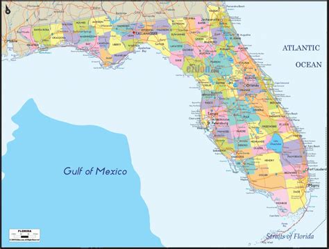 Detailed Political Map Of Florida Ezilon Maps Gulf Coast Cities In