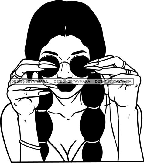 afro girl babe sexy sunglasses nails long side braids hair style b w s designsbyaymara