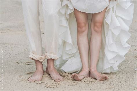 Barefoot Couple In Love At The Beach By Stocksy Contributor Alexander Grabchilev Couples