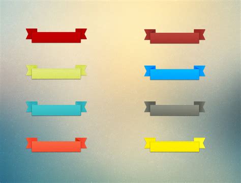 Colorful Label Ribbon Banners Set Psd Download Psd