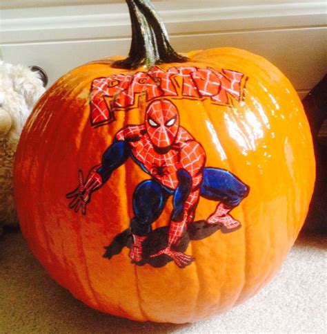 Spider Man Painted Pumpkin Spiderman Painting Hand Painted Pumpkin