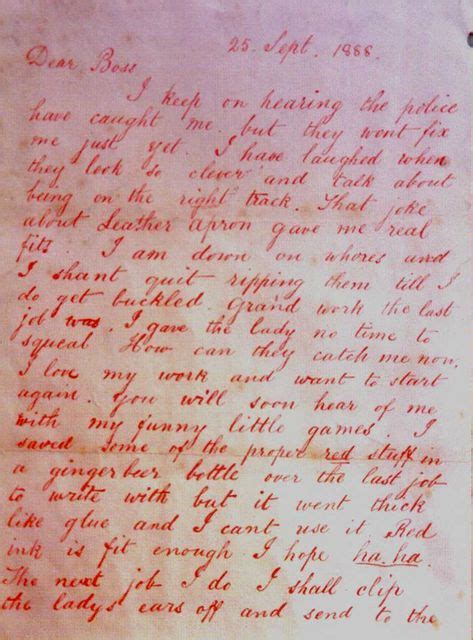 The Famous Dear Boss Letter First Using The Name Jack The Ripper