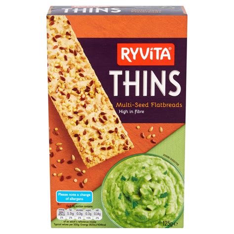 Ryvita Thins Multi Seed Flatbreads 125g Crackers And Savoury Biscuits