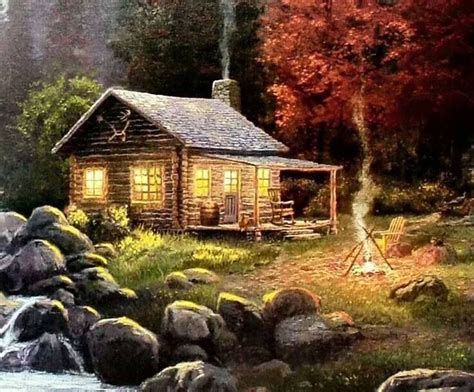 Pin By Greg S James On Log Cabins ~ Old And New Thomas Kinkade