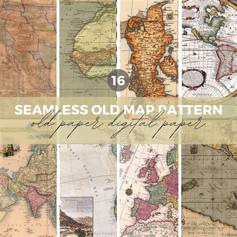 Old Maps Digital Paper Antique Maps Digital Paper 12x12 Instant