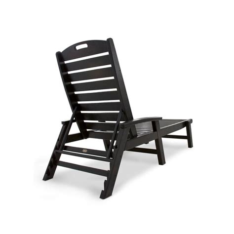 Trex Outdoor Furniture Yacht Club Black Plastic Frame Stationary Chaise Lounge Chairs With