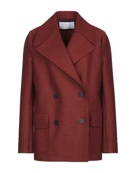 Harris Wharf London Wool Coat In Rust Red Lyst
