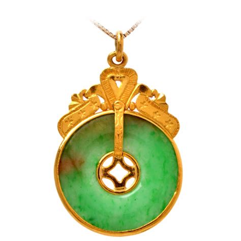 Gia Certified Jadeite Jade Gold Chinese Pendant At 1stdibs