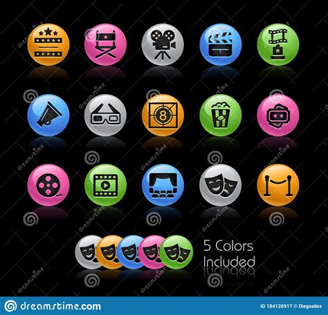 Film Industry And Theater Icons Gelcolor Series Stock Vector