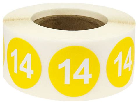 Yellow Number 14 Stickers 075 Inch 500 Per Roll Ebay