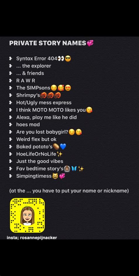 private story names names for snapchat snapchat names snapchat story questions