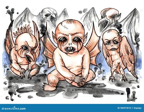 The Baby Demon With Arrow Esport Logo Design Vector Illustration