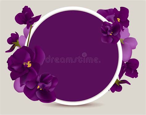 Violet Flower Round Frame Stock Vector Illustration Of Vector 86159962