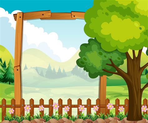 Wooden Frame With Nature Background 520335 Vector Art At