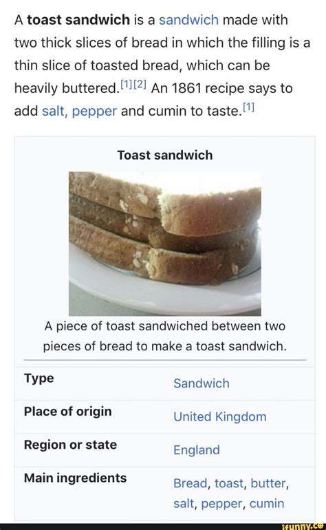 A Toast Sandwich Is A Sandwich Made With Two Thick Slices Of Bread In Which The Filling Is A
