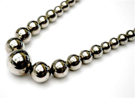 Large Graduated Sterling Ball Bead Necklace On Silver Chain 29 12