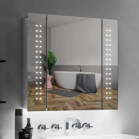 Quavikey Bathroom Cabinets Wall Mounted With Mirror Aluminum Led