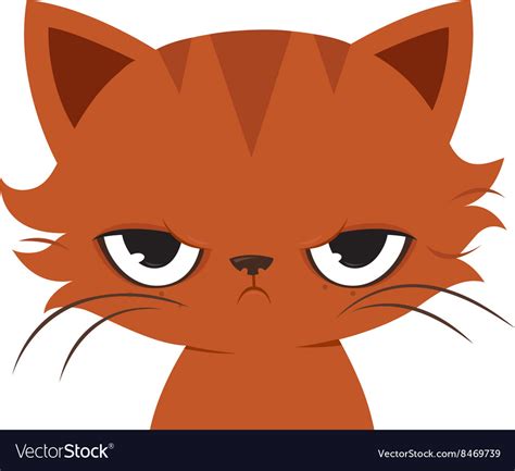 Angry Cat Cartoon Cute Grumpy Cat Royalty Free Vector Image